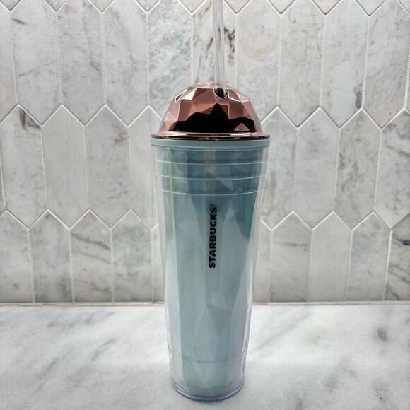 Vintage 2012 Starbucks Venti Cold Cup Copper Dome Lid Prism With Straw Tumbler - Picture 1 of 6